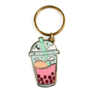Custom Logo Cute Cartoon Bubble Boba Drink Milk Tea Keychain